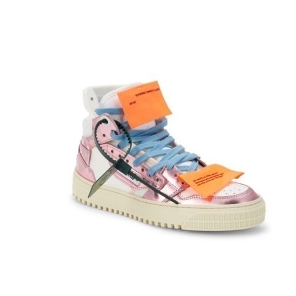 Off-White Sneakers Court Cup Sole 3.0 High Tops in Metallic Pink